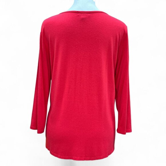 Espresso Red 3/4 Sleeve Top | Size L - Picture 2 of 4